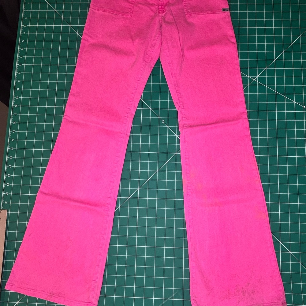 Vintage Y2K dutch women’s spring Barbie wide leg flared stretch, jeans, pink USA